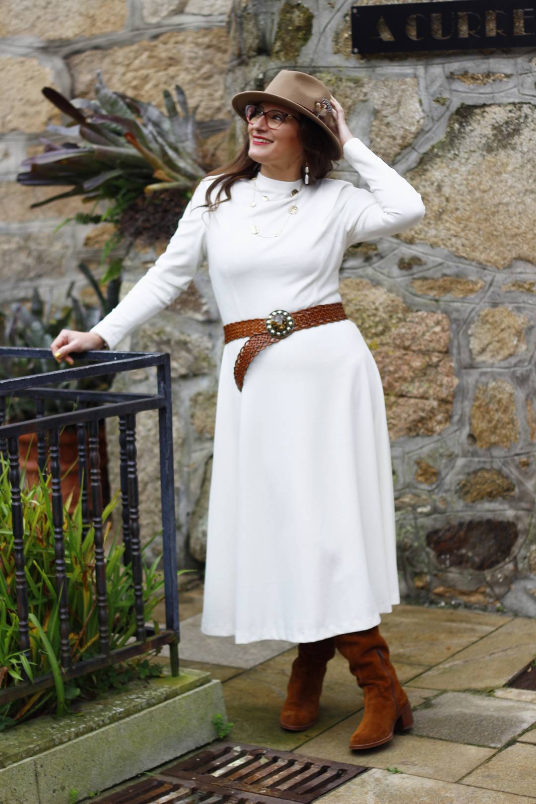Vestido punto marfil
