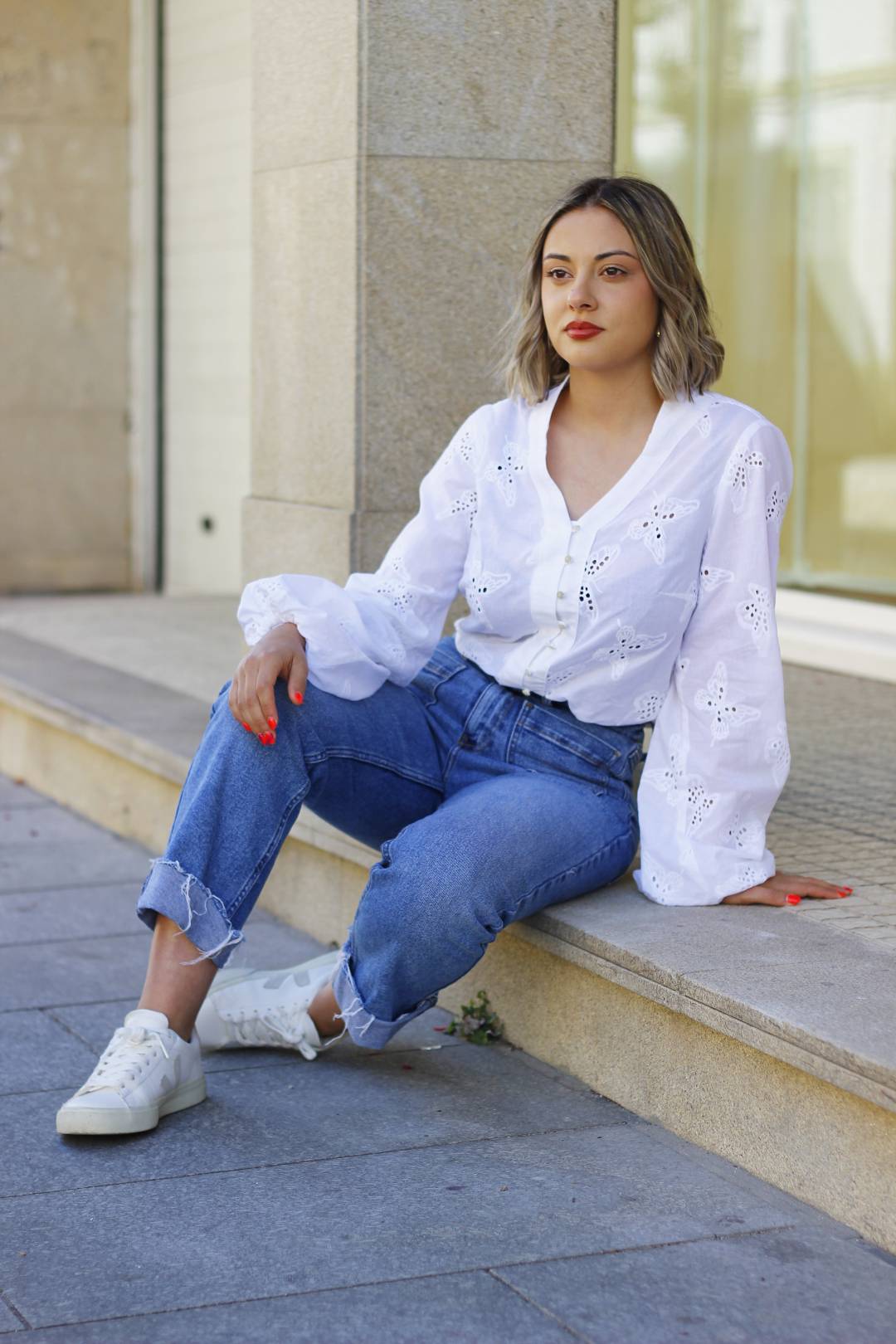 Camisa bordado mariposas