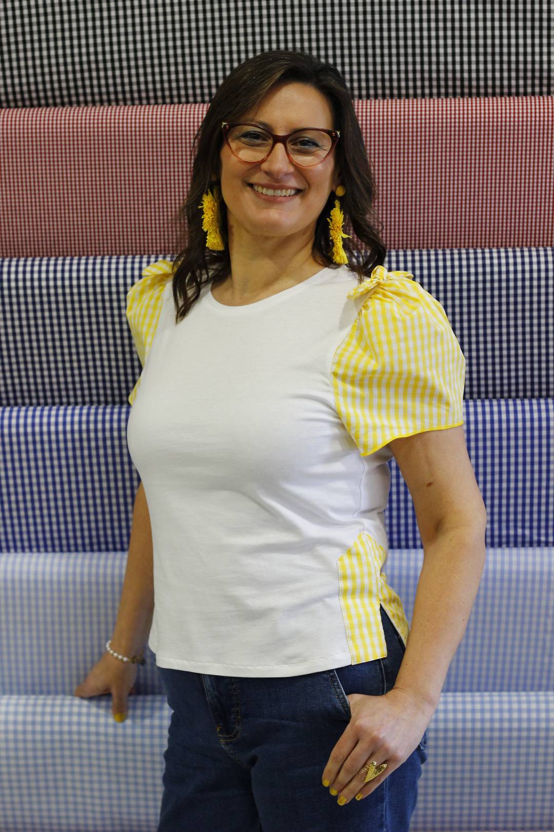 Camiseta manga vichy