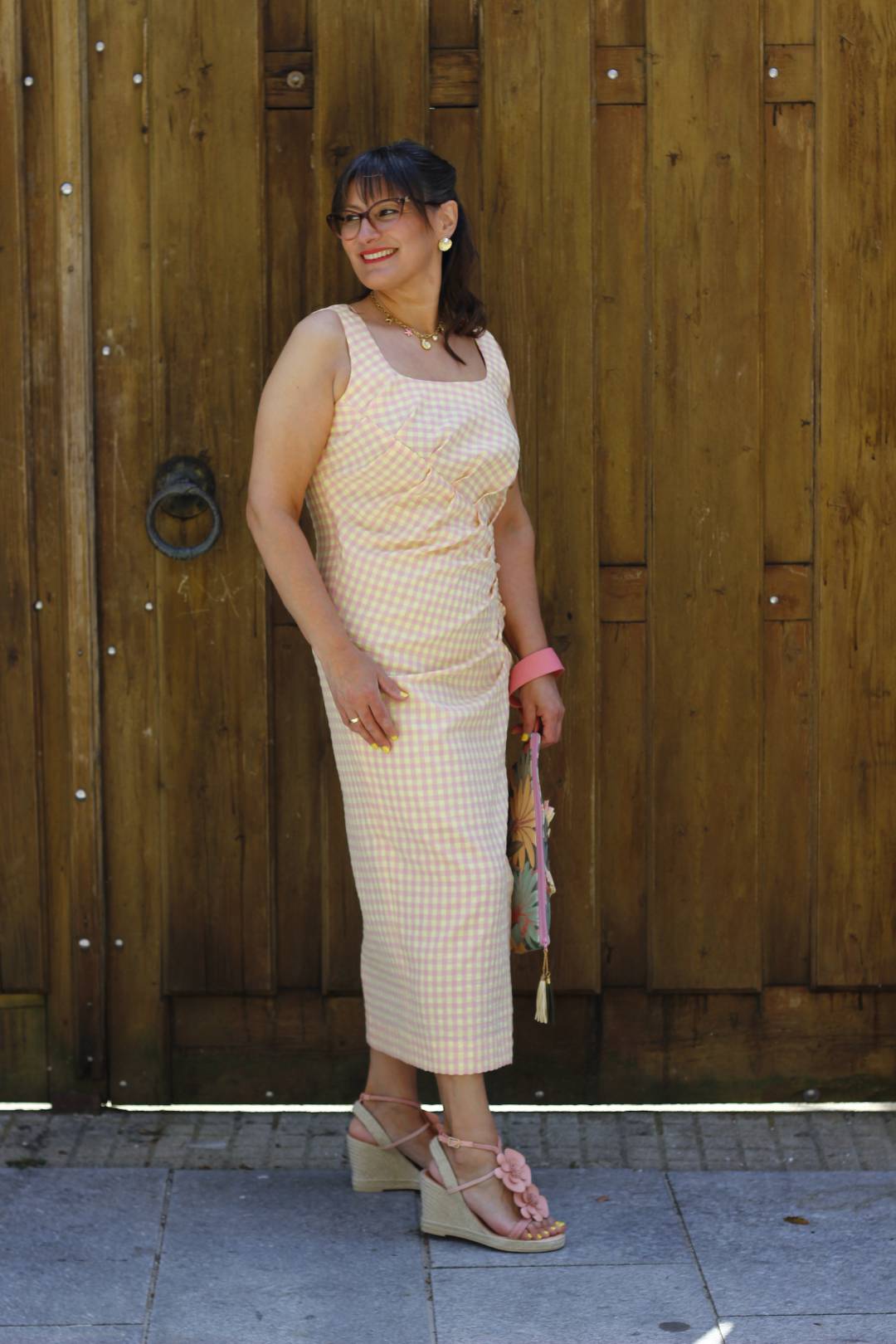 Vestido frunce vichy